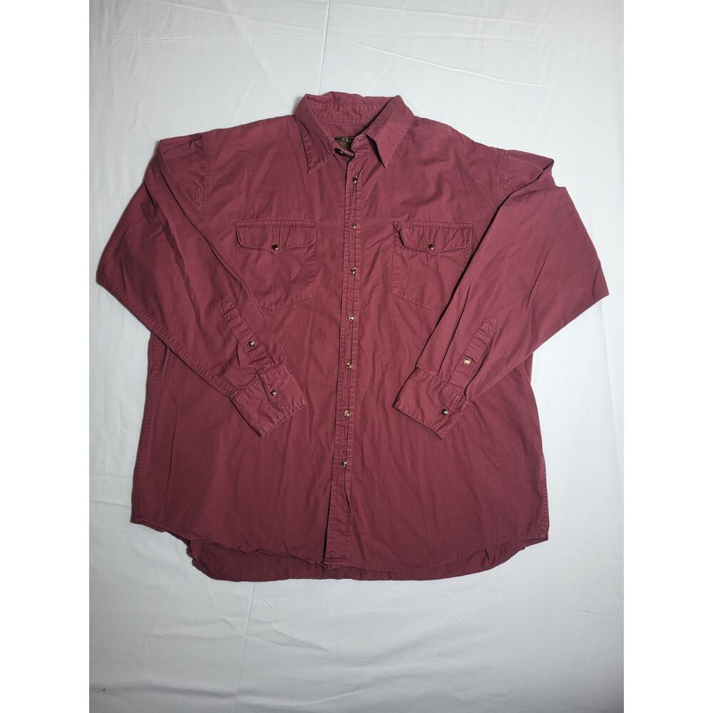 Walls Ranch Wear Western Pearl Snap Shirt Men’s XL Tall Burgundy Long Sleeve